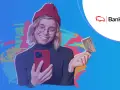 Uśmiechnięta młoda kobieta z kartą i telefonem. Sprawdź pekao s.a. tabela opłat i prowizji klienci indywidualni.