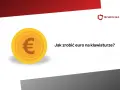 Złota moneta z symbolem euro obok pytania "Jak zrobić euro na klawiaturze?".