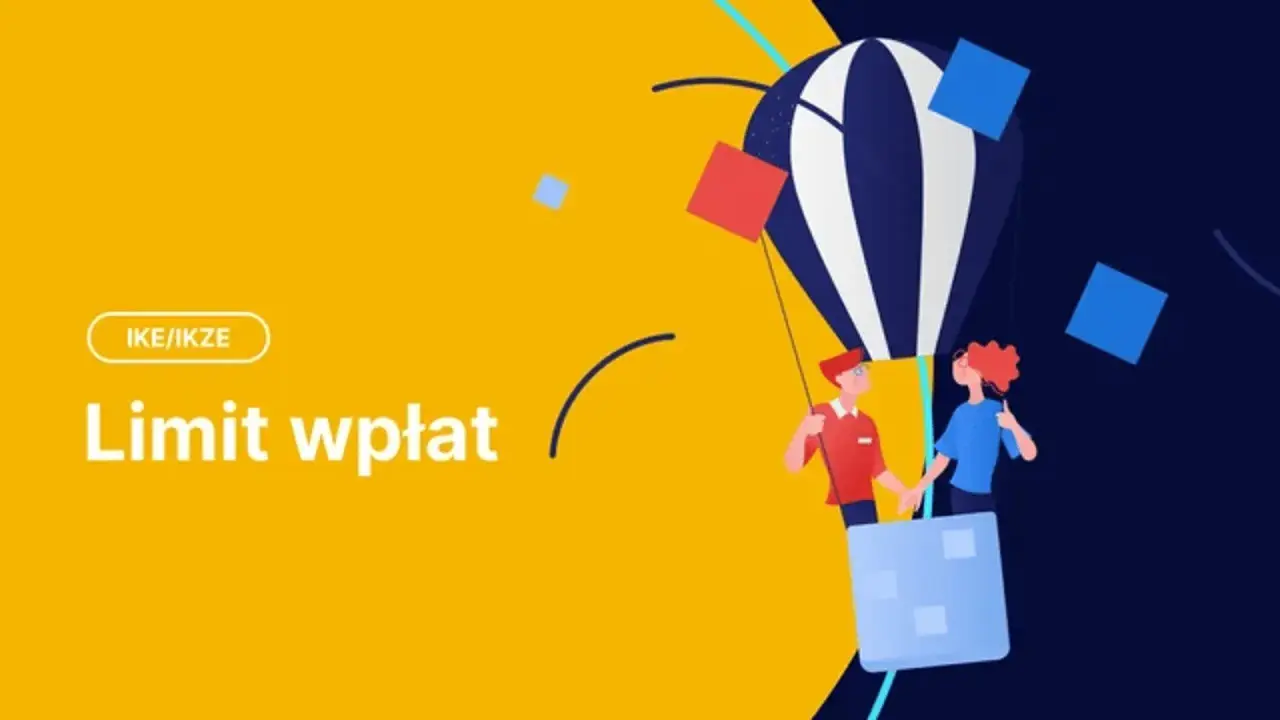 Dwie postacie pod balonem, tekst "Limit wpłat IKE/IKZE 2024".