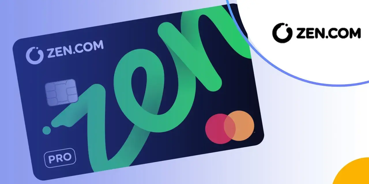 Karta ZEN.COM PRO z zielonym logo ZEN. Płatności zbliżeniowe i chip.