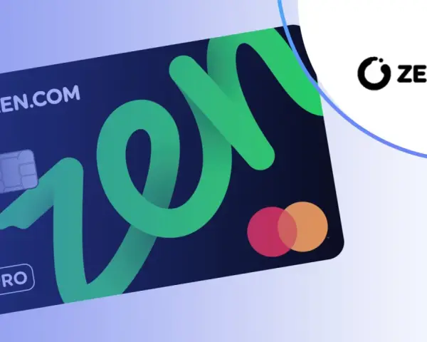 Karta ZEN.COM PRO z zielonym logo ZEN. Płatności zbliżeniowe i chip.