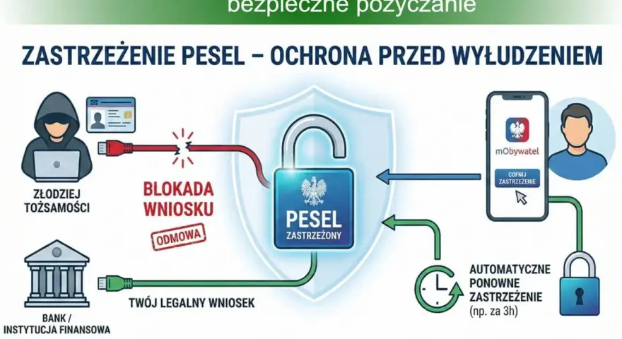 Zastrzeżenie nr PESEL chroni przed wyłudzeniem. Złodziej tożsamości nie złoży wniosku, a Ty masz spokój i bezpieczeństwo.