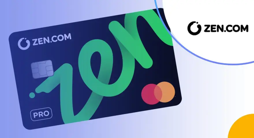 Karta ZEN.COM PRO z zielonym logo ZEN. Płatności zbliżeniowe i chip.