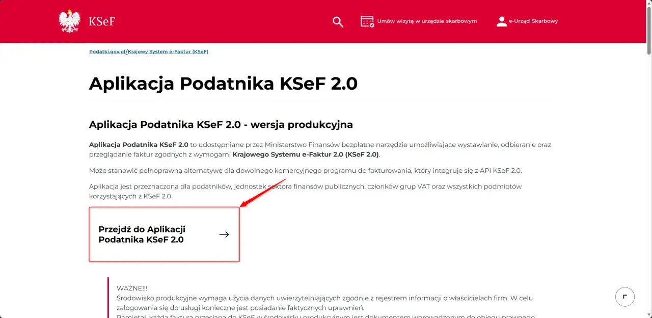 Aplikacja Podatnika KSeF 2.0 umożliwia wystawianie i odbieranie faktur. Kliknij, aby przejść do pobierania faktur w KSeF.