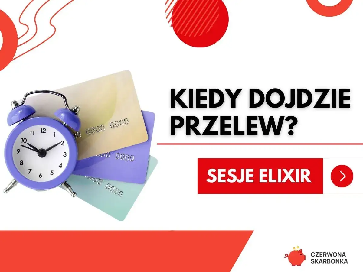 Budzik i karty płatnicze symbolizują czas oczekiwania na przelew. Sprawdź, jak szybkie są sesje ELIXIR, by poznać wplywy Santander.