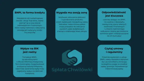 BNPL to forma kredytu, która wymaga odpowiedzialności. Pamiętaj o terminowej spłacie, by uniknąć dodatkowych kosztów i negatywnego wpływu na BIK.